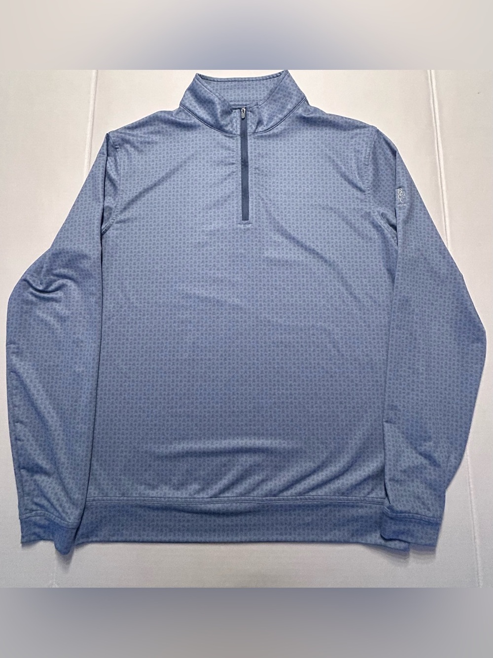 Peter Millar Mens Performance Golf Pullover 1/4 Zip Skull Crossbones Medium Blue